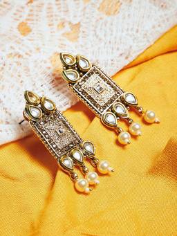 PANASH - Gold-Plated Kundan Studded Stud Earrings
