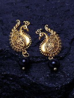 PANASH - Gold-toned Peacock Shaped Drop Earrings