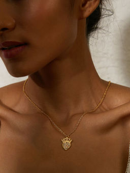 Pipa Bella by Nykaa Fashion - Heart Crown Studded Golden Necklace