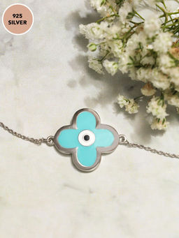 Pipa Bella by Nykaa Fashion - Silver-Toned Flower Evil Eye Bracelet