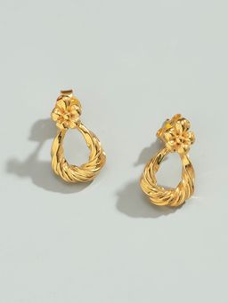 Pipa Bella by Nykaa Fashion - Gold-Toned Tear Drop Shaped Stud Earrings