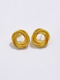 Pipa Bella by Nykaa Fashion - Dainty Gold Round Patterned Stud