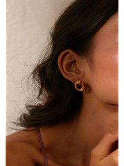 Pipa Bella by Nykaa Fashion - Minimal Solid Gold Patterned Stud Earrings