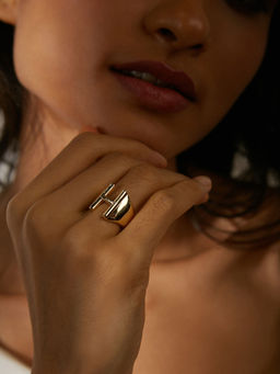 Pipa Bella by Nykaa Fashion - H Initial Gold Letter Ring