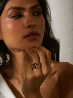 Pipa Bella by Nykaa Fashion - K Initial Gold Letter Ring