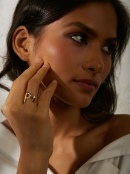 Pipa Bella by Nykaa Fashion - P Initial Gold Letter Ring