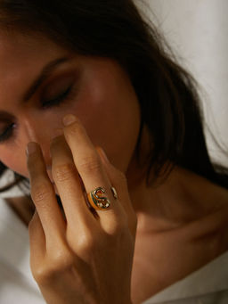 Pipa Bella by Nykaa Fashion - S Initial Gold Letter Ring