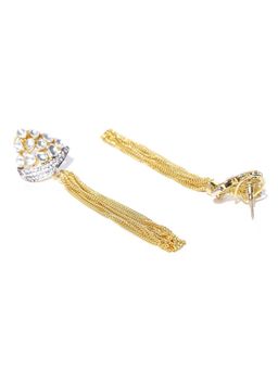 Priyaasi - Gold Toned Kundan Studded Tasselled Drop Earrings