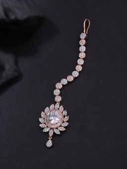 Priyaasi - Rose Gold Plated AD Studded Maang Tika