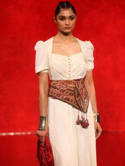 Ritu Kumar - Red Printed Scarf