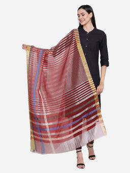 Shingora - Multi-Colour Cotton Silk Striped Antimicrobial Coating Dupatta