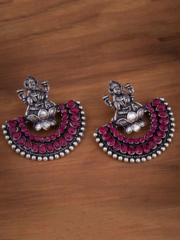 Sukkhi - Pink Adorable Oxidised Goddess Laxmi Chandbali Earring