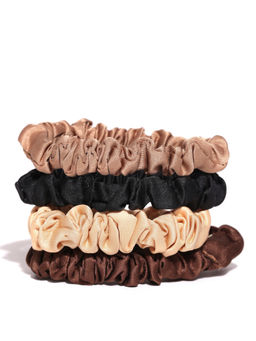 ToniQ - Muliticolor Satin Rubber Band Scrunchies (Set of 4)