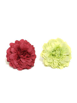 ToniQ - Green Red Flower Rubber Band (Set of 2)