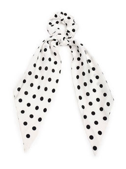 ToniQ - White Polka Dot Printed Scarf Scrunchie