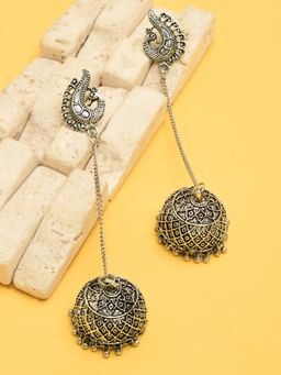 Zaveri Pearls - Sliver Dome Shaped Jhumki Drop Earring