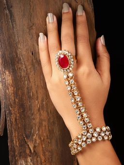 Zaveri Pearls - Gold Tone Traditional Kundan Ring Bracelet