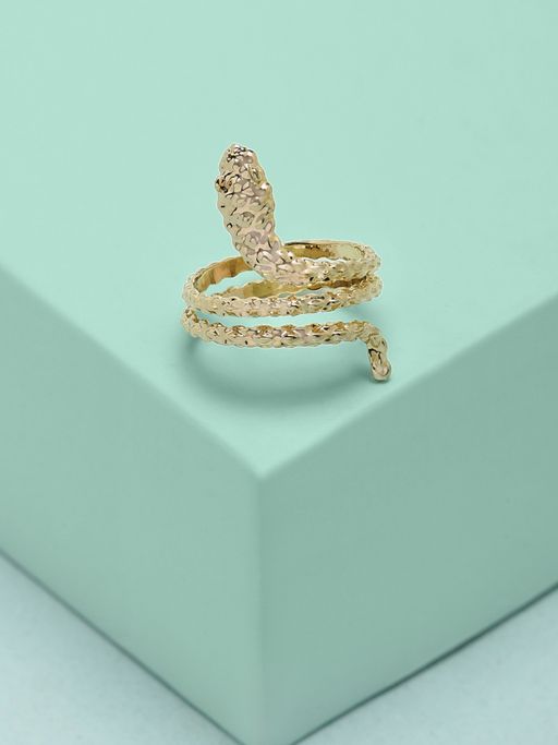 Zaveri Pearls Antique Gold Tone Contemporary Adjustable Snake Finger Ring