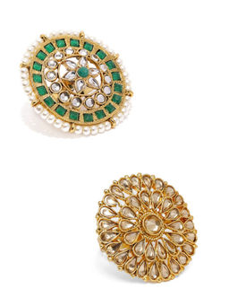 Zaveri Pearls - Combo of 2 Wedding Collection Adjustable Finger Ring-ZPFK10370