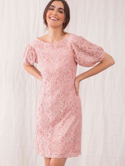 Zink London - Pink Self Design Sheath Dress