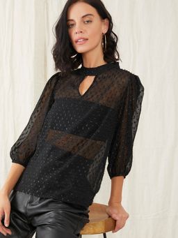 Zink London - Black Patterned Top