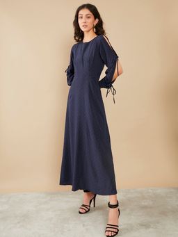 Zink London - Navy Blue Polka Dots Dress