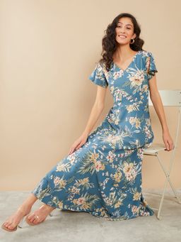 Zink London - Teal Floral Dress