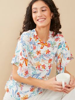 Zink London - White Floral Top