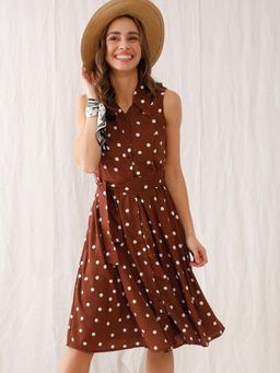 Zink London - Brown Polka Dots Dress