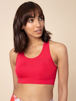 Nykd by Nykaa - Cotton Stretch Slip On Sports Bra with Removable Cups NYK059 Red
