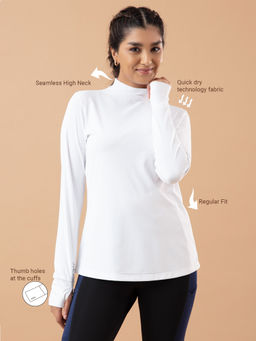 Nykd by Nykaa - Nykd All Day Raised Neck Running Tee - NYK201 Optic White