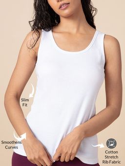 Nykd by Nykaa - Essential Cotton Tank Top With Antimicrobial Finish , Nykd All Day-NYLE 001 - White
