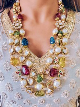 Prerto - Gold Plated Multi-Colour Sidra Necklace