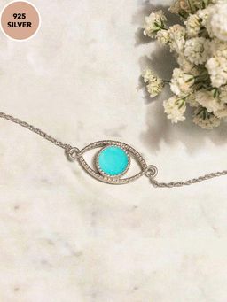 Pipa Bella by Nykaa Fashion - Silver Plated Evil Eye Bracelet With Light Blue Color