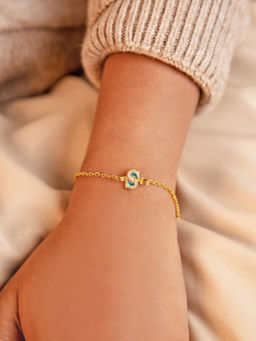 Pipa Bella by Nykaa Fashion - Blue CZ Studded S Initial Bracelet