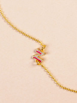 Pipa Bella by Nykaa Fashion - Pink CZ Studded Z Initial Bracelet