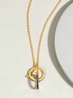 Pipa Bella by Nykaa Fashion - Minimal Blue CZ Studded Solid Pendant