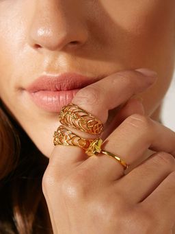 Pipa Bella by Nykaa Fashion - Gold Plated Flower Ring