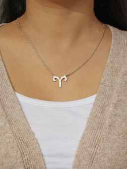 Pipa Bella by Nykaa Fashion - Silver-Plated Aries Zodiac Sign Necklace