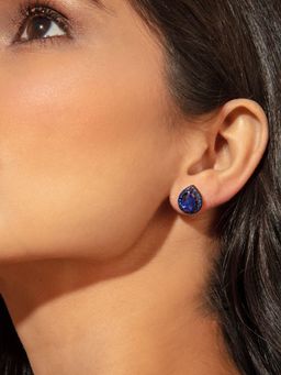 Pipa Bella by Nykaa Fashion - Elegant Blue Oval Crystal Party Studs