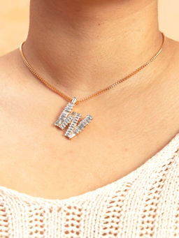 Pipa Bella by Nykaa Fashion - Gold Crystal Studded W Initial Pendant