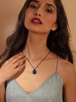 Pipa Bella by Nykaa Fashion - Chic Blue Round Crystal Party Pendant Necklace