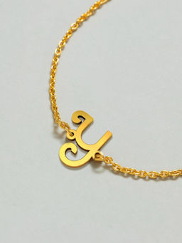 Pipa Bella by Nykaa Fashion - 18K Gold-Plated Capital Y Initial Pendant Necklace