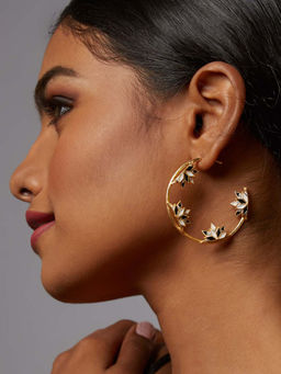 Pipa Bella by Nykaa Fashion - Gold-Toned Enamel Hoop Earrings
