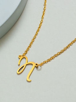 Pipa Bella by Nykaa Fashion - 18K Gold-Plated Capital N Initial Pendant Necklace