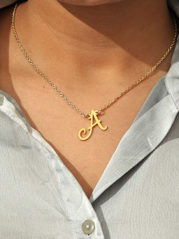 Pipa Bella by Nykaa Fashion - 18K Gold Plated Boulevard Capital Initial A Pendant Necklace