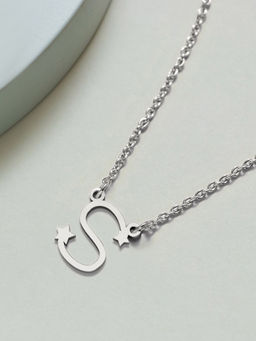 Pipa Bella by Nykaa Fashion - Constellations Themed Silver Plated Capital S Initial Pendant Necklace