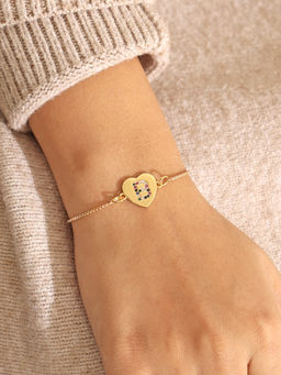Pipa Bella by Nykaa Fashion - Gold Heart Multicolour B Initial Bracelet