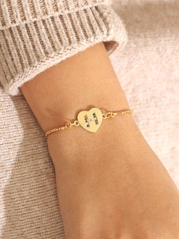 Pipa Bella by Nykaa Fashion - Gold Heart Multicolour H Initial Bracelet