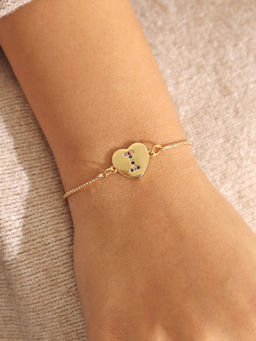 Pipa Bella by Nykaa Fashion - Gold Heart Multicolour I Initial Bracelet
